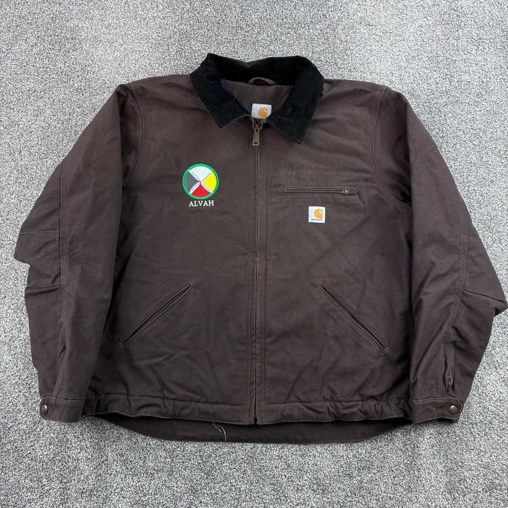 Carhartt Detroit Jacket Mens XL Brown Cotton Blanket Lined Workwear 103828 DKB